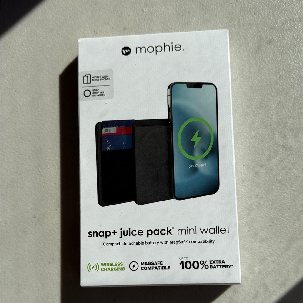 Mophie Black Snap+ Juice Pack Mini Wallet Charger